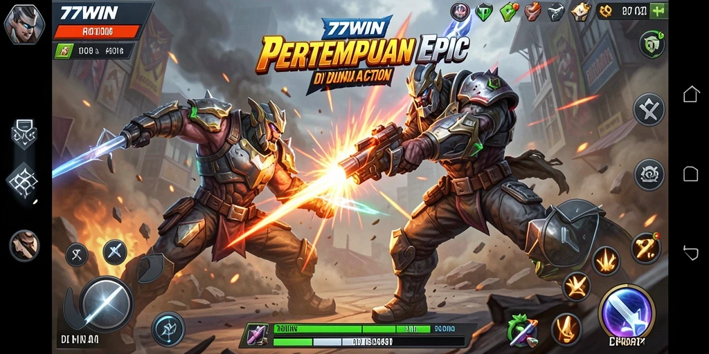 Tampilan gameplay seru dari 77WIN menunjukkan aksi pertempuran yang mendebarkan.
