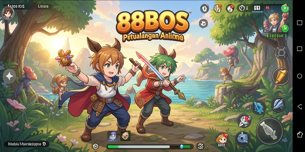 Screenshot gameplay di 88BOS menampilkan aksi seru dan karakter anime yang memukau.