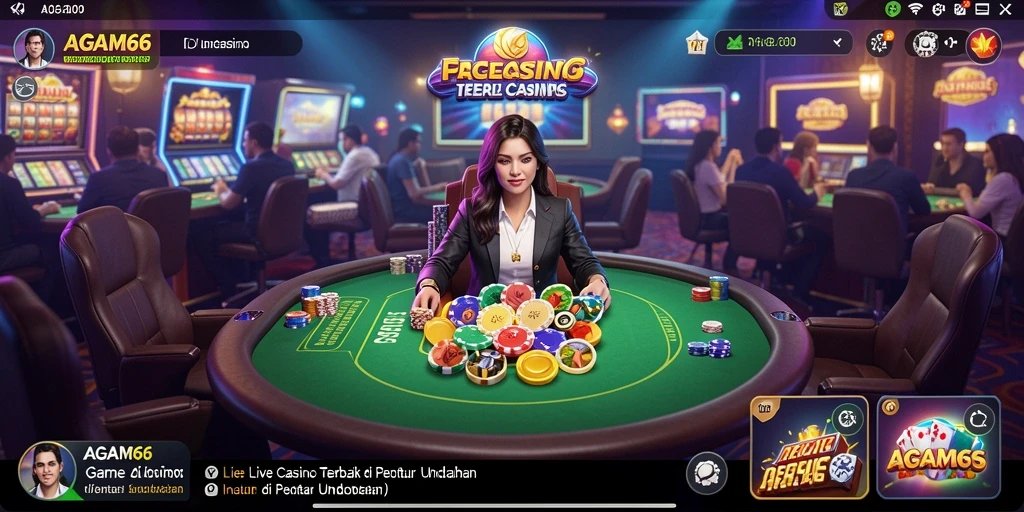 Gameplay menarik di AGAM66 dengan dealer langsung dan suasana kasino.