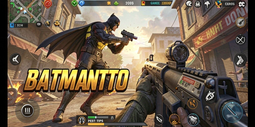 Screenshot utama BATMANTOTO menampilkan adegan pertempuran yang intens dan grafis menawan.