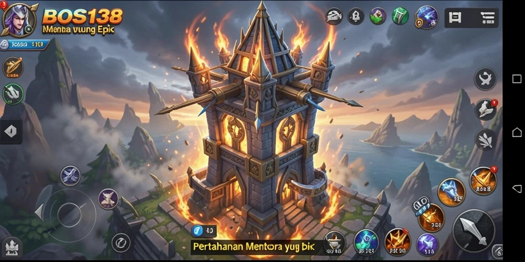 Tampilan seru gameplay Tower Defense di BOS138.