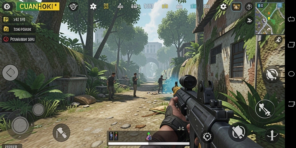 Tangkapan layar gameplay <strong>CUANHOKI</strong> menunjukkan aksi seru dalam pertempuran TPS.