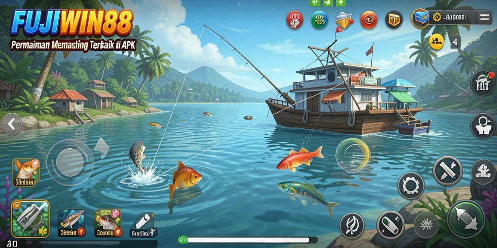 Tampilan gameplay FUJIWIN88 yang menampilkan keseruan memancing.