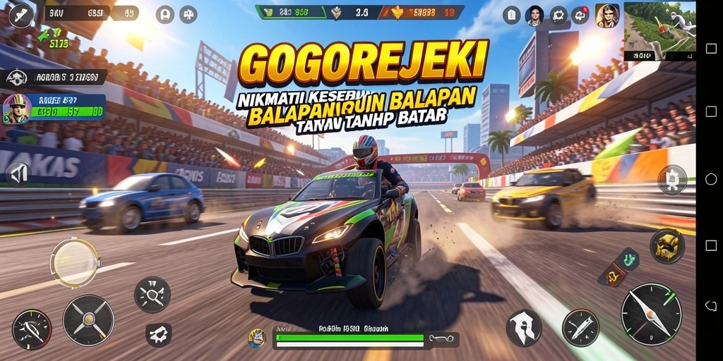 Tampilan gameplay balapan yang seru di GOGOREJEKI