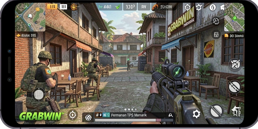 Gameplay seru dan imersif dari GRABWIN dalam mode TPS.