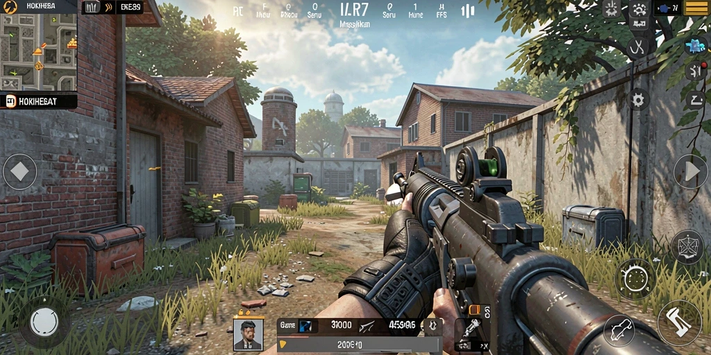 Screenshot HOKIHEBAT menunjukkan aksi menegangkan dalam pertempuran FPS.