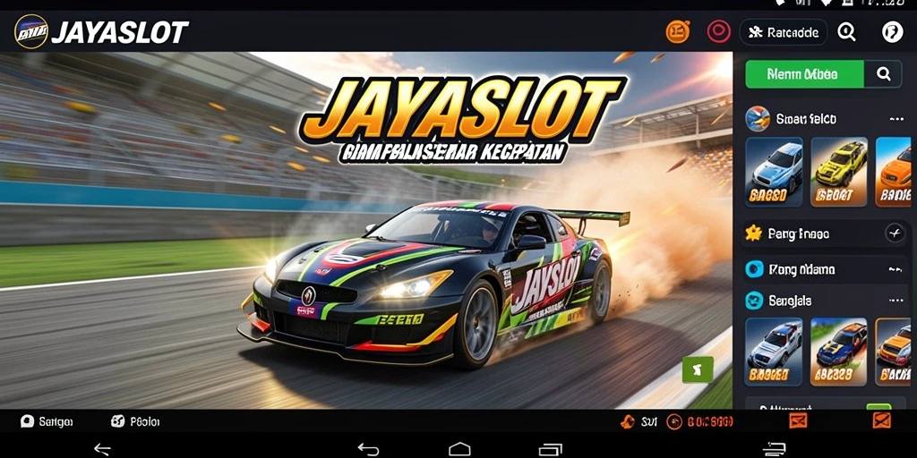 Tampilan screenshot gameplay seru JAYASLOT dengan lintasan balap menantang.