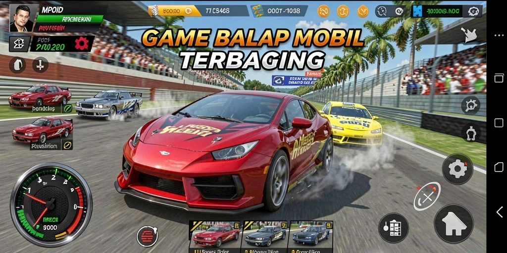 Tampilan gameplay MPOID yang mendebarkan saat balapan.