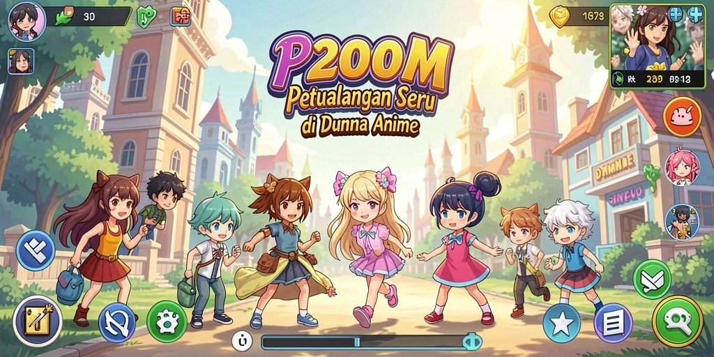 Screenshot gameplay P200M menampilkan karakter anime beraksi.