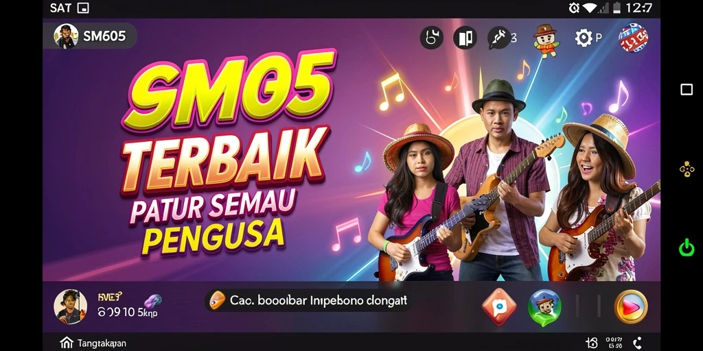 Screenshot gameplay SM605 menampilkan pemain menikmati musik.