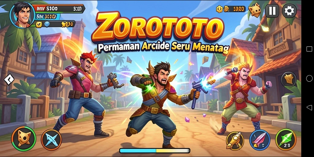 Screenshot gameplay ZOROTOTO menampilkan aksi seru dengan rintangan yang dinamis.